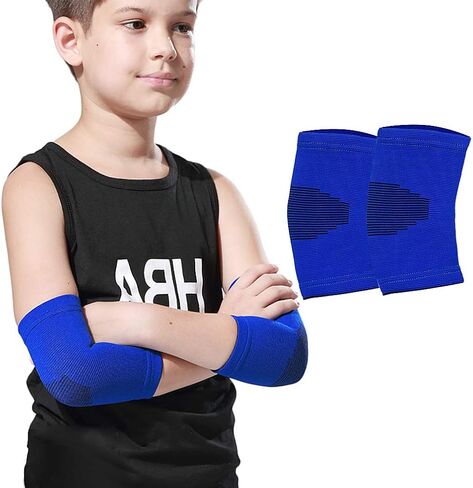 Luwint Kids Knit Elbow دعم الدعم أكمام حماية ذراع الانضغاط لالتهاب التنس لرفع الأثقال للكرة الطائرة ، زوج واحد (وردي) in Kuwait