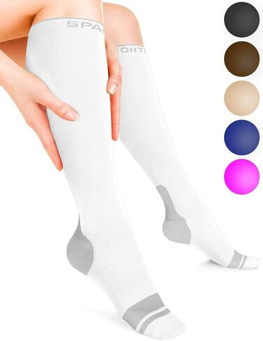 Sparthos Circulation Socks (20-30 mmHg) - Knee High Sock for Compression, Running, Travel Support, Pregnancy, Nurses - Dr Sock Soothers Ankle Brace for Plantar Fasciitis - Mens and Womens (Gray-LXL) in Saudi Arabia