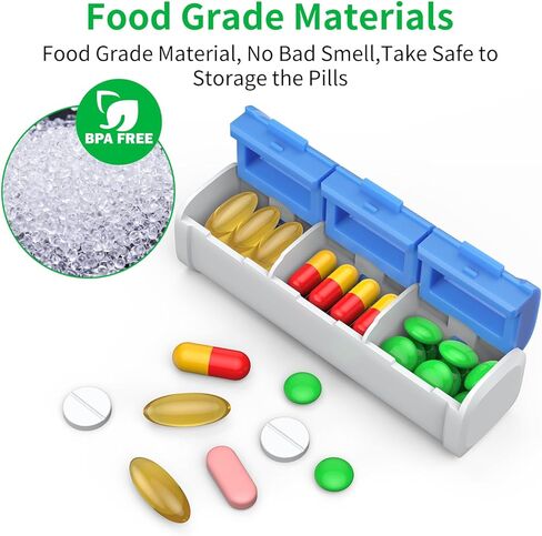 Pill Organizer 2 Times a Day, (3 Pack) Small Pill Box, Am Pm Daily Pill Organizer, Moisture Proof Travel Pill Case for Pocket Purse, Portable Medicine Box to Hold Vitamin, Fish Oil, Supplement in Kuwait