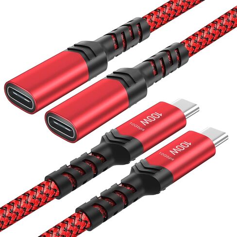 كبل تمديد USB C ، 3 قدمًا من الذكور USB C إلى Extender USB 3.2 100W شحن سريع 10 جيجابت في الثانية نقل البيانات 4K متوافق مع iPhone 16 15 USB C HUB TB3 iPad MacBook Dell-2Pack ، Black in Kuwait