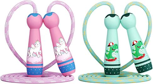 Kids Jump Rope Skipping Rope for Kids -Adjustable Cotton Jumping Ropes with Wooden Handle,Light Weight for Fitness Workout Exercise Outdoor Activity in Saudi Arabia