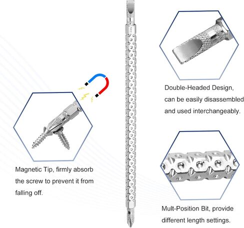 HARFINGTON Magnetic Double Ended Screwdriver Bit PH2/SL6 6x85mm 1/4" Hex Shank CR-V Steel Two Sided Interchangeable Phillips Cross Slotted Flat Screw Driver Bit in Saudi Arabia