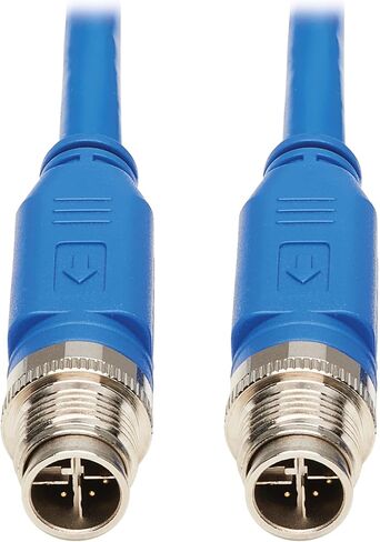 Tripp Lite M12 X-Code to RJ45 CAT6 Ethernet Cable (M / M) ، 1 GBPS ، UTP ، UL CMR-LP معتمد لـ 60W POE ، تصنيف IP68 الثقيل ، 32.8 قدم / 10 أمتار ، ضمان مصنع العمر (NM12-602 -10M-BL) in Saudi Arabia