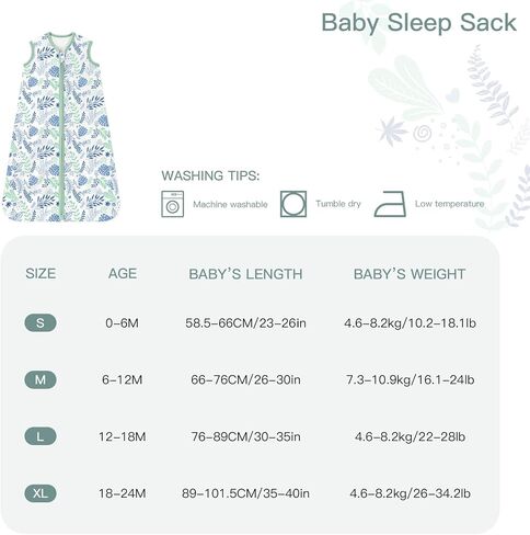Baby Sleep Sack 6-12 months, 100% Cotton Sleep Sack for Newborn, Wearable Blanket Baby, 0.5 Tog Lightweight Double Zipper Sleeping Bag Butterfly 1 Pack in Saudi Arabia