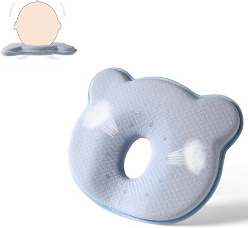 Memory Foam Baby Pillow,Cute Cartoon Bear Soft and Cozy Pillow, Breathable Bedding Set for Infants for Small Boys and Girls Prevent Flat Head in Saudi Arabia