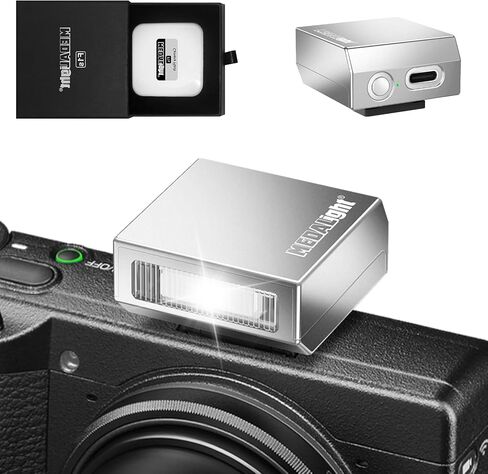 New Aluminum F1s Mini Camera Flash for Ricoh GR3/GR3X/Fuji/Sony/Nikon/Canon/Olympus/Digital Film Cameras,Portable Hot Shoe Speedlite for DSLR Camera(Silver) in Saudi Arabia