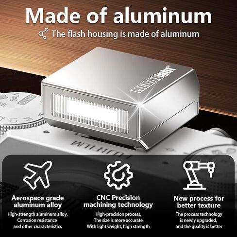 New Aluminum F1s Mini Camera Flash for Ricoh GR3/GR3X/Fuji/Sony/Nikon/Canon/Olympus/Digital Film Cameras,Portable Hot Shoe Speedlite for DSLR Camera(Silver) in Saudi Arabia