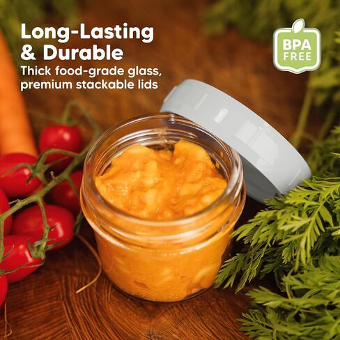 KeaBabies 4pk 8oz & 4pk 4oz Glass Baby Food Containers - Leak-Proof, Microwavable Small Baby Glass Jars with Lids,Baby Food Storage Containers,Baby Snack Containers,BPA-Free Baby Food Jars(Musk Dusk) in Saudi Arabia