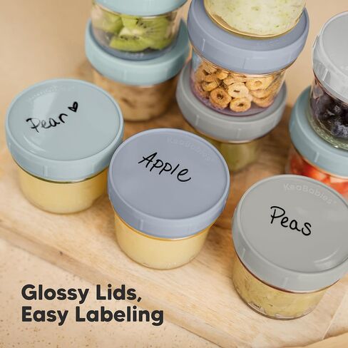 KeaBabies 4pk 8oz & 4pk 4oz Glass Baby Food Containers - Leak-Proof, Microwavable Small Baby Glass Jars with Lids,Baby Food Storage Containers,Baby Snack Containers,BPA-Free Baby Food Jars(Musk Dusk) in Saudi Arabia