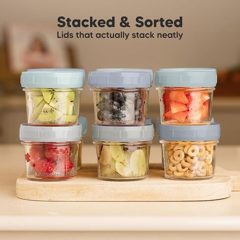 KeaBabies 4pk 8oz & 4pk 4oz Glass Baby Food Containers - Leak-Proof, Microwavable Small Baby Glass Jars with Lids,Baby Food Storage Containers,Baby Snack Containers,BPA-Free Baby Food Jars(Musk Dusk) in Saudi Arabia