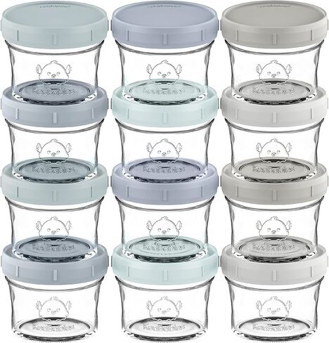 KeaBabies 4pk 8oz & 4pk 4oz Glass Baby Food Containers - Leak-Proof, Microwavable Small Baby Glass Jars with Lids,Baby Food Storage Containers,Baby Snack Containers,BPA-Free Baby Food Jars(Musk Dusk) in Saudi Arabia