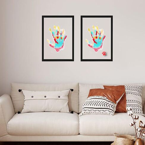 XQC Family Handprint Kit - DIY Craft Keepsake Frame with Clear Acrylic Boards & Non-Toxic Paints, Unique Gift for New Families & Pets (White) in Saudi Arabia