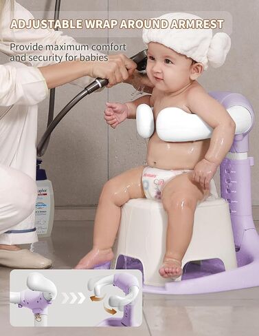 Baby Shower Stand, Baby Bath Support, Baby Shower Standing Support with Adjustable Height and Armrest, Baby Bath Stand with Anti-Skip and Shower Head Holder, Baby Bath Essentials for Infants in Saudi Arabia