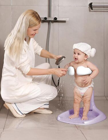 Baby Shower Stand, Baby Bath Support, Baby Shower Standing Support with Adjustable Height and Armrest, Baby Bath Stand with Anti-Skip and Shower Head Holder, Baby Bath Essentials for Infants in Saudi Arabia
