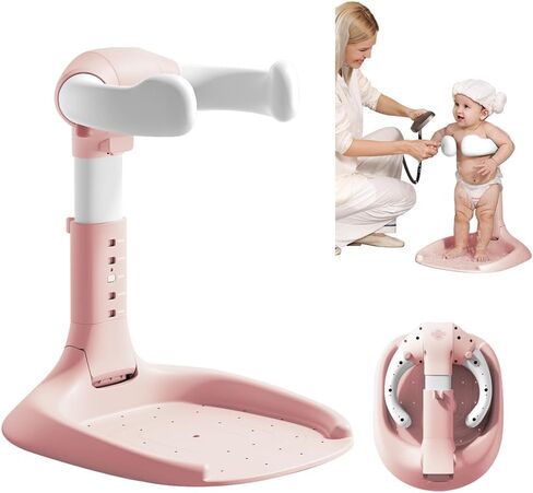 Baby Shower Stand, Baby Bath Support, Baby Shower Standing Support with Adjustable Height and Armrest, Baby Bath Stand with Anti-Skip and Shower Head Holder, Baby Bath Essentials for Infants in Saudi Arabia