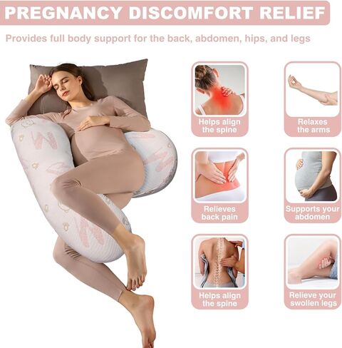 Pregnancy Pillows for Sleeping, Pregnancy Must Haves Body Pillow, Maternity Body Pillow for Adults, Support for Back, Legs, Belly, HIPS in Kuwait