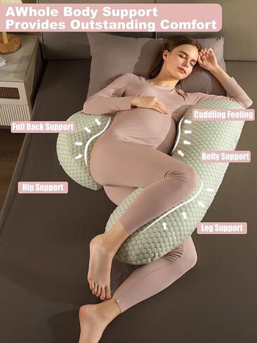 Pregnancy Pillows for Sleeping, Pregnancy Must Haves Body Pillow, Maternity Body Pillow for Adults, Support for Back, Legs, Belly, HIPS in Kuwait