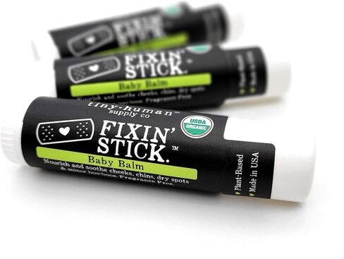 Fixin' Stick Organic Baby Balm 0.5oz, 1-pack for Baby's Red Cheeks, Drooly Chins, Drippy Noses and Dry Skin. No Artificial Dyes, Fragrances or Petrolatum. Cruelty Free. Made in USA. in Saudi Arabia