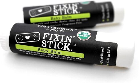 Fixin' Stick Organic Baby Balm 0.5oz, 1-pack for Baby's Red Cheeks, Drooly Chins, Drippy Noses and Dry Skin. No Artificial Dyes, Fragrances or Petrolatum. Cruelty Free. Made in USA. in Saudi Arabia