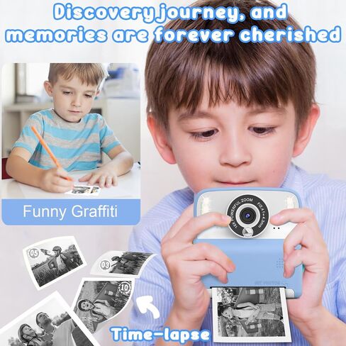 Instant Print Camera for Kids, Christmas Birthday Gift for 3-12 Year Old Girls Boys, Children Digital Camera Print Black and White Photo for Toddler Toys, 2.4 inch Screen with 32GB Card (Purple) in Saudi Arabia