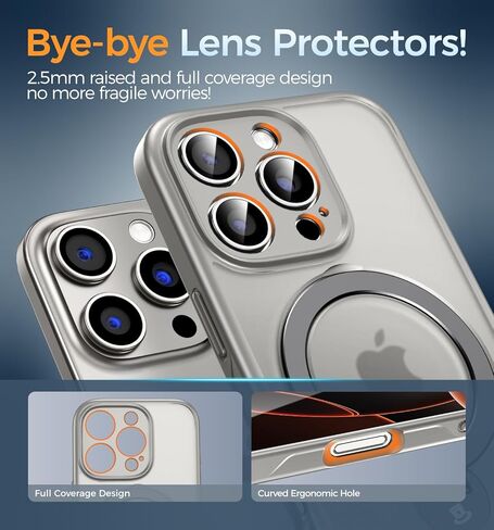 MAGIC JOHN Designed for iPhone 16 Pro Max Case, with Magnetic Sturdy Kickstand [Military Drop Protection] [Compatible with MagSafe] Shockproof Translucent for iPhone 16 Pro Max Case 6.9'', Black in Saudi Arabia
