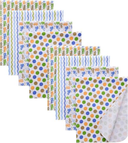 Gina Era Cotton Flannel Receiving Blankets Baby 8 Pcs, Baby Swaddle Blankets, Baby Flannel Blanket 30 X 30 Inch for Boy Girl (Style-10) in Saudi Arabia