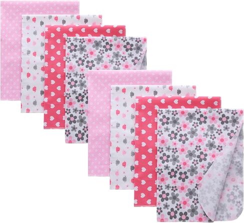 Gina Era Cotton Flannel Receiving Blankets Baby 8 Pcs, Baby Swaddle Blankets, Baby Flannel Blanket 30 X 30 Inch for Boy Girl (Style-10) in Saudi Arabia