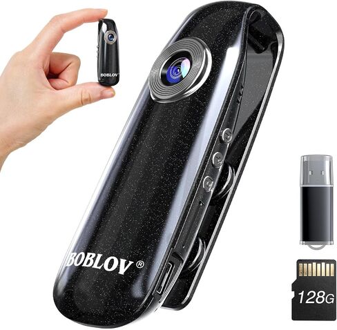 Boblov 007 128GB كاميرات الجسم الصغيرة ، كاميرات جسم صغيرة من جيب جيب سهلة الاستخدام مع مقطع خلفي ، كاميرا جسم كاميرا صغيرة 1080 بكسل ، تسجيل حلقة للدراجة/الحيوانات الأليفة/الإثبات/المنزل in Kuwait