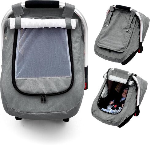 Waterproof Car Seat Cover Baby, 3D Mink Dot Infant Car Seat Cover with 2 Breathable Vents, Universal Carseat Canopy for Girls Boys, Baby Carrier Cover for All Seasons, Protect from Sunlight Rain in Saudi Arabia