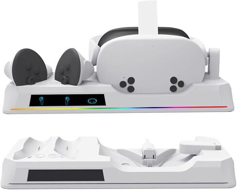 Huayuwa Charging Dock Station متوافقة مع Quest 3S ، سماعات الرأس VR وقاعدة الشاحن السريع مع Conductor مع مؤشر الشحن من أجل Quest3S Accessories (Type2) in Saudi Arabia