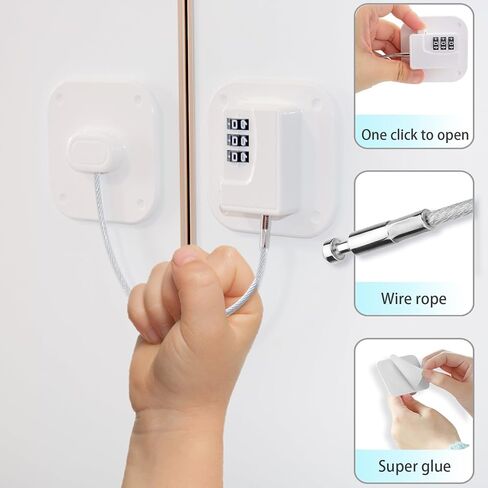 Fridge Lock Refrigerator Freezer Childproof Locks for Cabinets and Drawers Easy Install No Keys Needed Combo Lock Multifunctional Child Safety Cabinet Locks in Saudi Arabia