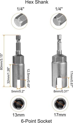 Harfington 2pcs hex nut driver brick pret 13mm 19mm 6-points Socket 1/4 "Hex Shank Nut Setter CR-V Steel Change Nut for Power Drills Drvers in Saudi Arabia