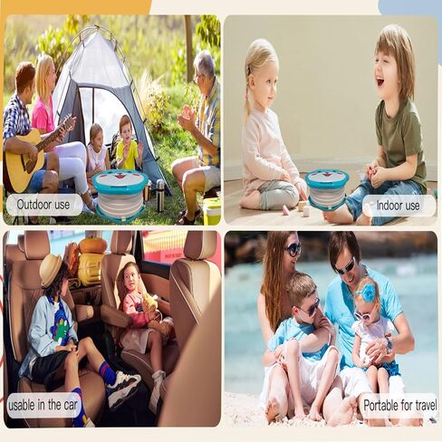 Travel Potty for Toddlers，Portable Potty Toddler ，Travel Foldable Potty ，for Travel，Camping，Park，Indoor/Outdoor,with 75 Disposable Bags，Cartoon Design, Children Will Like it More (Grey) in Saudi Arabia