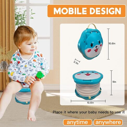 Travel Potty for Toddlers，Portable Potty Toddler ，Travel Foldable Potty ，for Travel，Camping，Park，Indoor/Outdoor,with 75 Disposable Bags，Cartoon Design, Children Will Like it More (Grey) in Saudi Arabia