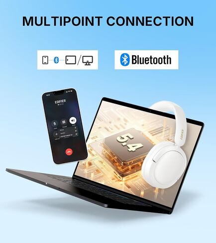 Edifier W800BT SE Wireless Over -ear Bluetooth 5.4 سماعات الرأس - إلغاء ضوضاء مكالمة AI - وقت اللعب 45 ساعة - شحن سريع - AAC Codec - Dual Device- MODE GAME - ALLABLE - GRay in Kuwait