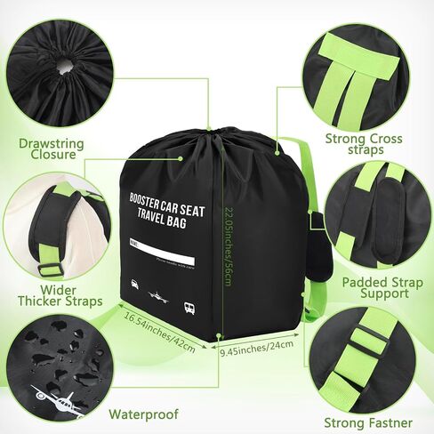 Booster Seat Travel Bag for Airplane Durable Backless Car Seat Bags Cover for 2 Booster Seats Waterproof Foldable Airport Check Backpack with Padded Shoulder Straps(Red,Solid Color Style) in Saudi Arabia
