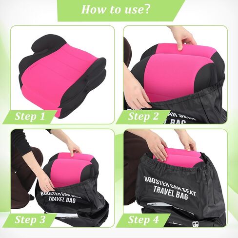 Booster Seat Travel Bag for Airplane Durable Backless Car Seat Bags Cover for 2 Booster Seats Waterproof Foldable Airport Check Backpack with Padded Shoulder Straps(Red,Solid Color Style) in Saudi Arabia
