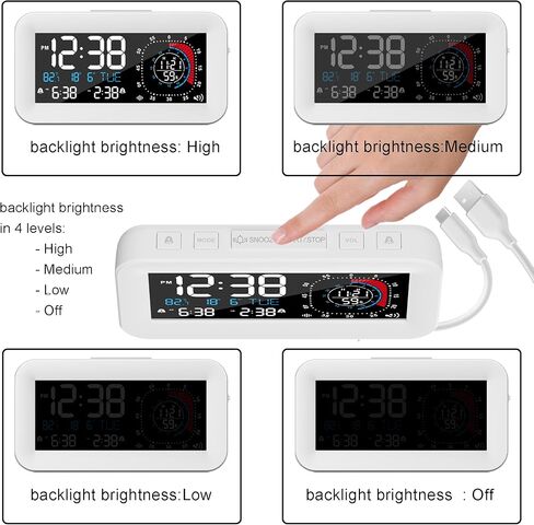 Digital Dual Alarm Clock for Bedroom,Large Big Numbers with Brightness Dimmer, Bedside Digita with Sleep Timer, Temperature, Adjustable Volume,12/24Hr, Snooz，with Week、Day & Month in Kuwait