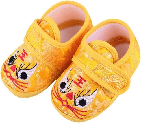 Holibanna 1 Pair Baby Tiger Shoes Breathable Baby Shoes Winter Nonslip Infant Shoes Non- Baby Shoes Tiger Baby Shoes Uggslippers Chinese Tiger Head Shoes Cartoon China Upper: Silk Newborn Yellow in Saudi Arabia