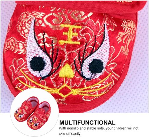 Holibanna 1 زوج أحذية نمر نمر تنفس أحذية الطفل الشتاء غير الرضيع أحذية الأطفال غير طفل أحذية نمر نمر الأطفال Uggslippers صينية نمر رأس الرسوم المتحركة الصين العلوي: الحرير الجديد الأصفر in Kuwait
