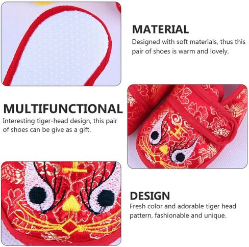 Holibanna 1 زوج أحذية نمر نمر تنفس أحذية الطفل الشتاء غير الرضيع أحذية الأطفال غير طفل أحذية نمر نمر الأطفال Uggslippers صينية نمر رأس الرسوم المتحركة الصين العلوي: الحرير الجديد الأصفر in Kuwait