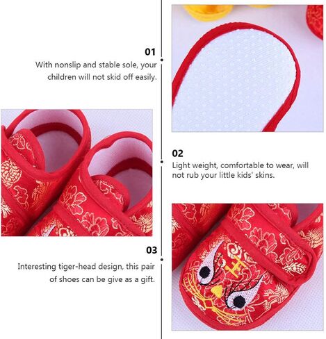Holibanna 1 زوج أحذية نمر نمر تنفس أحذية الطفل الشتاء غير الرضيع أحذية الأطفال غير طفل أحذية نمر نمر الأطفال Uggslippers صينية نمر رأس الرسوم المتحركة الصين العلوي: الحرير الجديد الأصفر in Kuwait