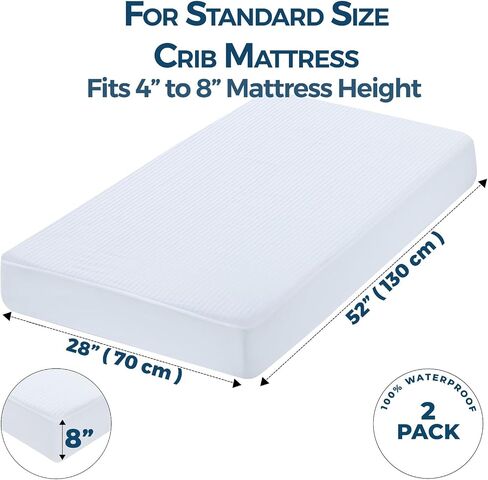 Waterproof Mini Mattress Protector,Mini Crib Mattress Protector,Pack and Play Mattress Protector,2 Pack,Pack n Play Mattress Protector Pad,Waterproof Mini Crib Mattress Protector,38x24 inch in Kuwait