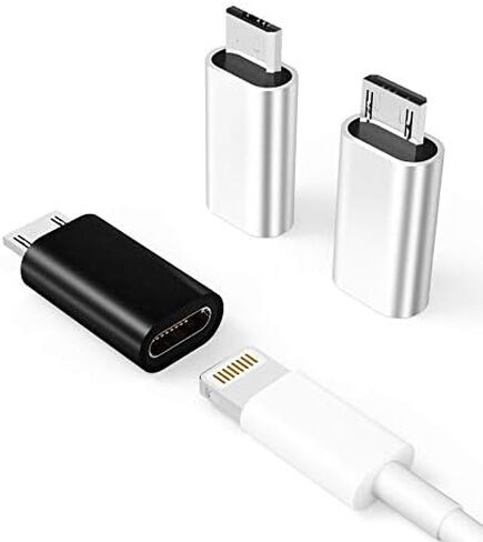 محول شحن Micro USB ذكر إلى Lightning Female 3 عبوات متوافق مع Galaxy S6 Edge S7 Active Nexus note 5 LG Android Power Charge Cable Port Converter for iPhone 12 7 8 plus X Ipad Cord in Saudi Arabia