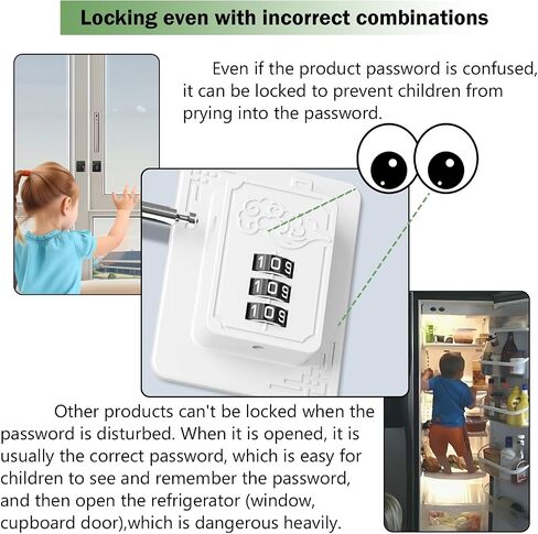 2 Pack Refrigerator Locks with 3 Digit Code, Easy Install Fridge Lock Combination, Premium Freezer Lock, Child Proof Cabinet Locks for Refrigerators, Drawers, Closets, Windows (Black) in Saudi Arabia
