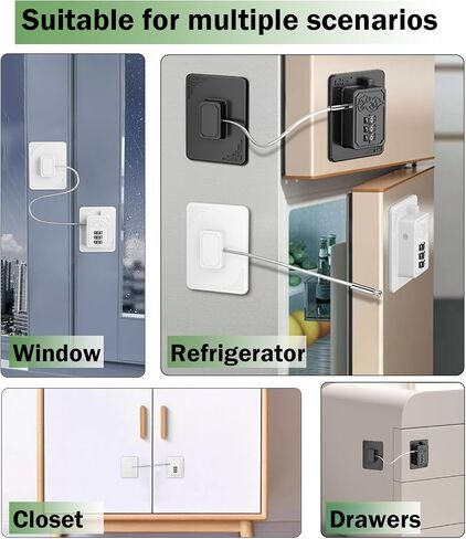 2 Pack Refrigerator Locks with 3 Digit Code, Easy Install Fridge Lock Combination, Premium Freezer Lock, Child Proof Cabinet Locks for Refrigerators, Drawers, Closets, Windows (Black) in Saudi Arabia