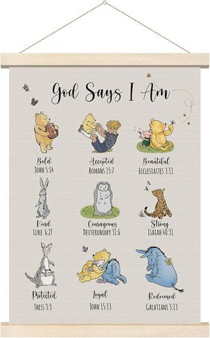 Winnie the Pooh Alphabet Hanger Frame, Classic Pooh Wall Decorations, Nursery Wall Decor, Pooh's ABC Poster Alphabet Wall Decor, for Classrooms Kid’s Rooms Living Rooms 12x16 Inch in Saudi Arabia