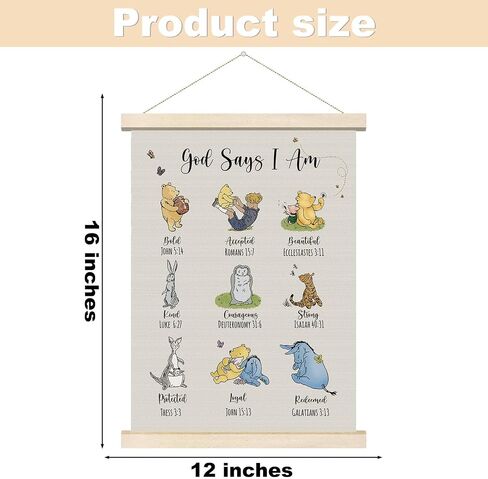 Winnie the Pooh Alphabet Hanger Frame, Classic Pooh Wall Decorations, Nursery Wall Decor, Pooh's ABC Poster Alphabet Wall Decor, for Classrooms Kid’s Rooms Living Rooms 12x16 Inch in Saudi Arabia