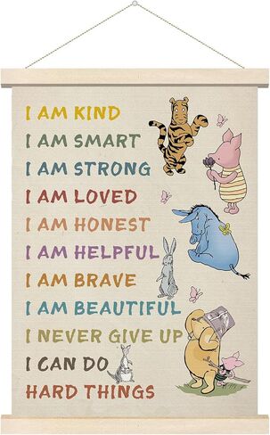 Winnie the Pooh Alphabet Hanger Frame, Classic Pooh Wall Decorations, Nursery Wall Decor, Pooh's ABC Poster Alphabet Wall Decor, for Classrooms Kid’s Rooms Living Rooms 12x16 Inch in Kuwait