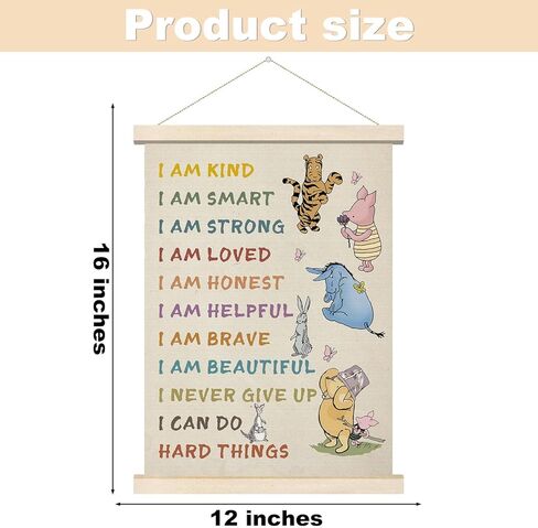 Winnie the Pooh Alphabet Hanger Frame, Classic Pooh Wall Decorations, Nursery Wall Decor, Pooh's ABC Poster Alphabet Wall Decor, for Classrooms Kid’s Rooms Living Rooms 12x16 Inch in Kuwait